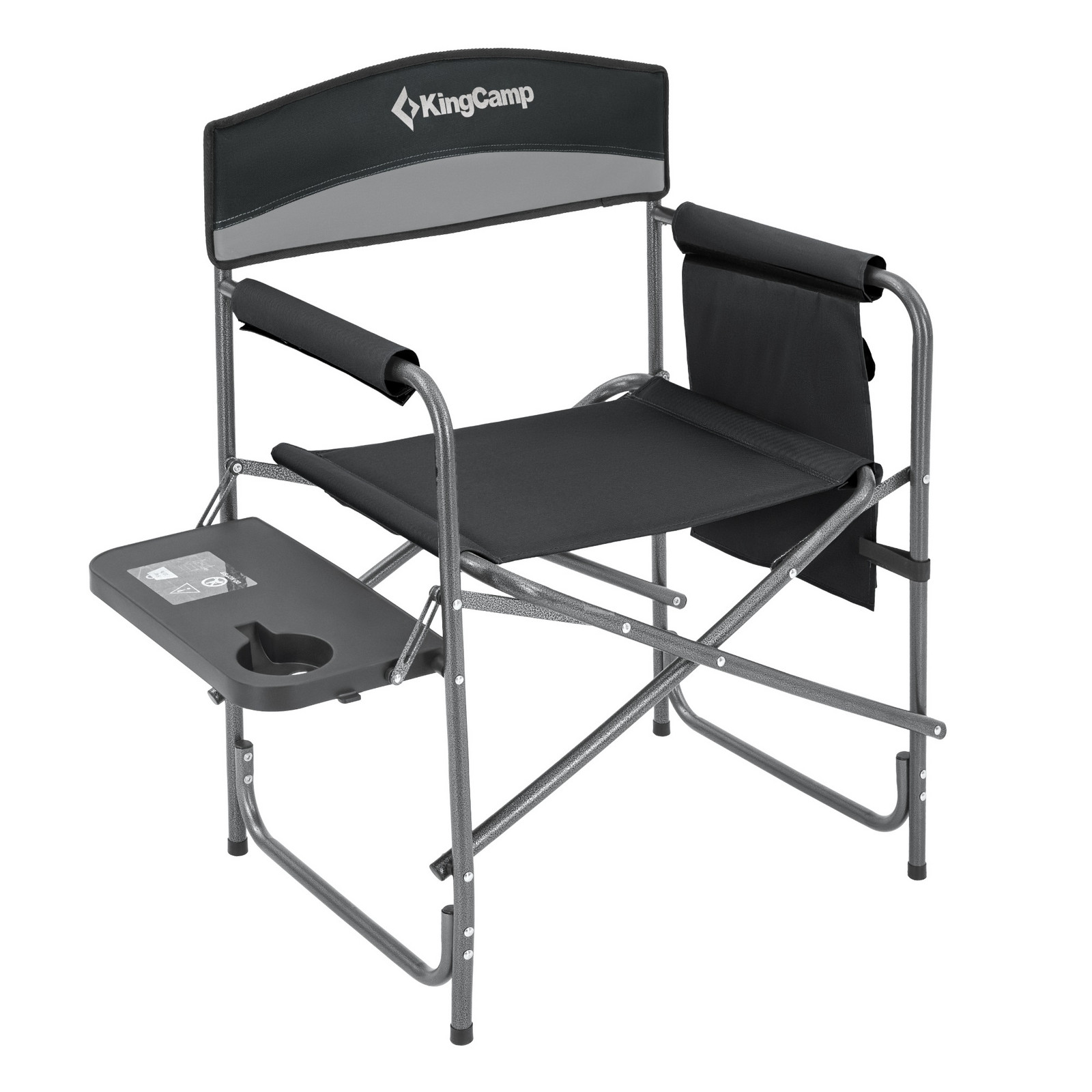 Kempingová skladacia stolička KING CAMP s opierkami ASH B10 - čierno-šedá