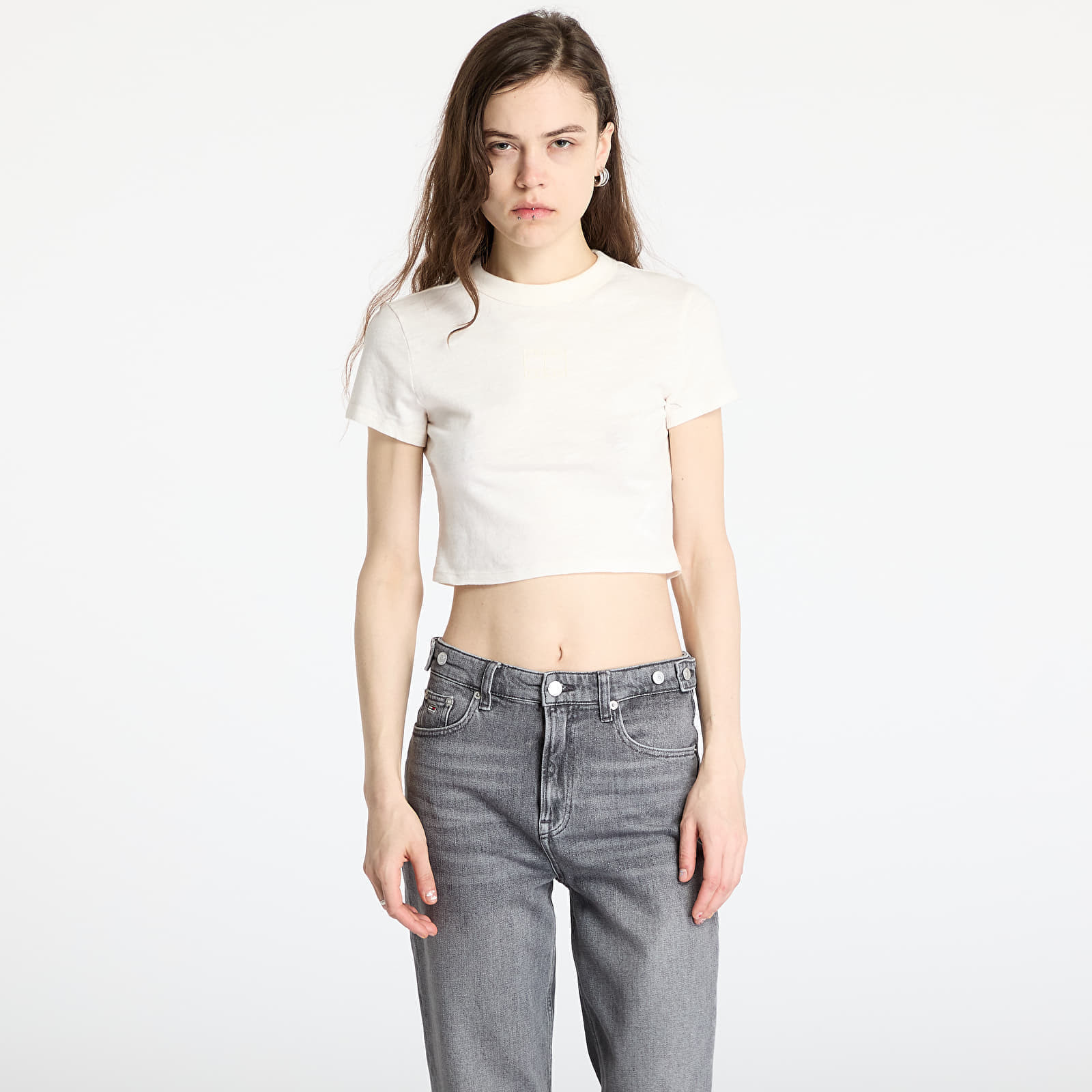 Tričko Tommy Jeans Slim Crop Ton T-Shirt White XS