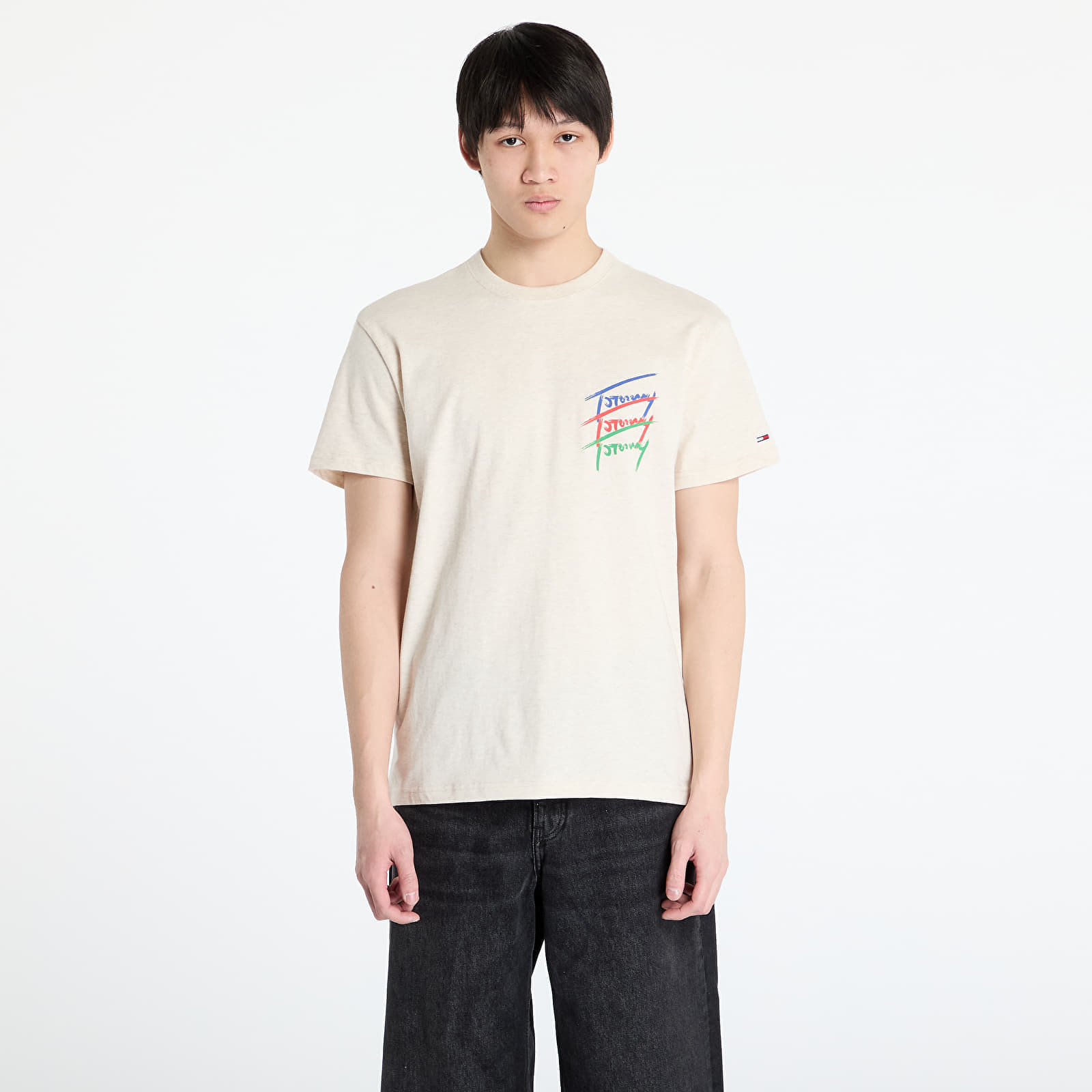 Tričko Tommy Jeans Regular Twisted Sign Tee Beige S