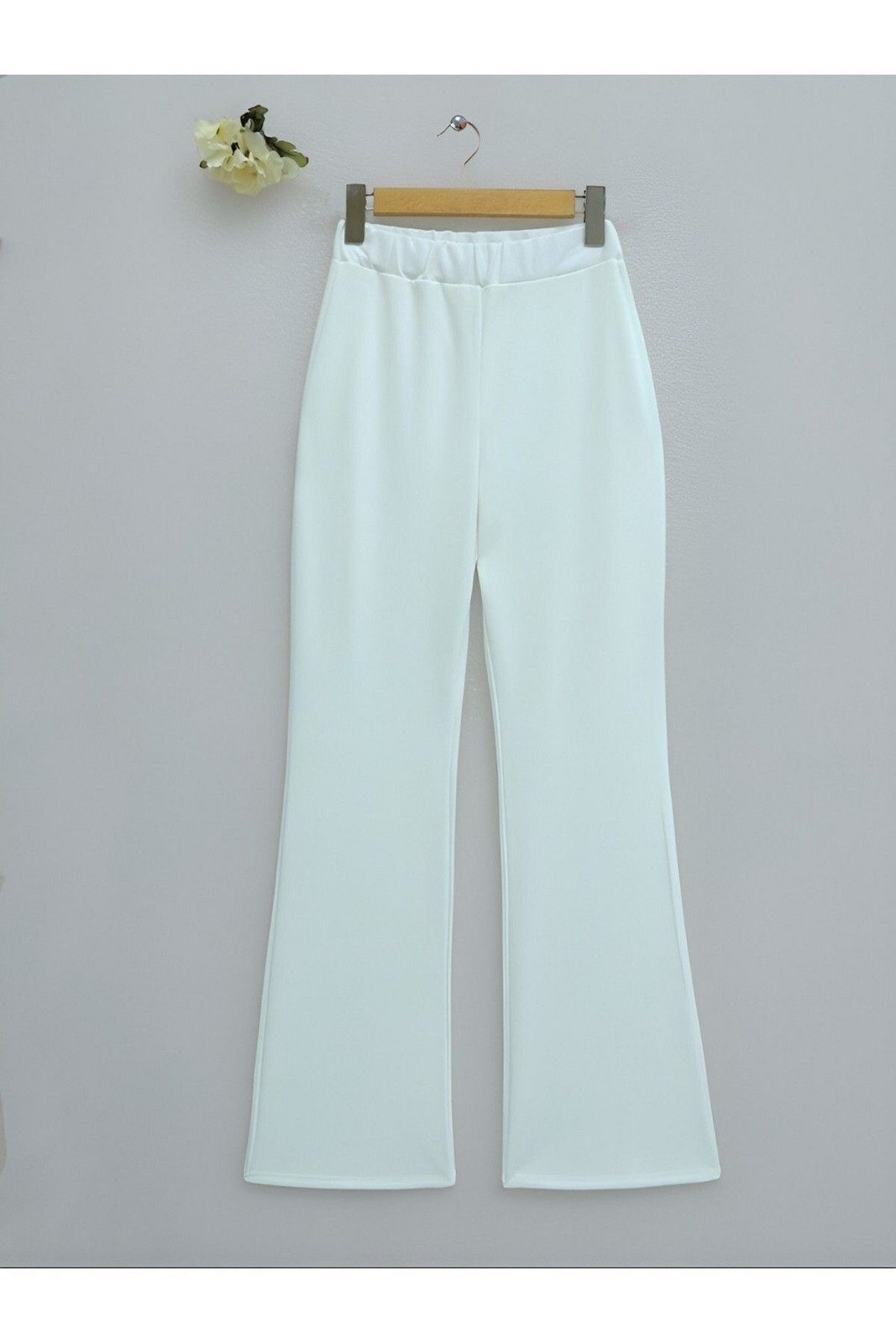 Modamorfo Imported Fabric Flared Leg Trousers - White