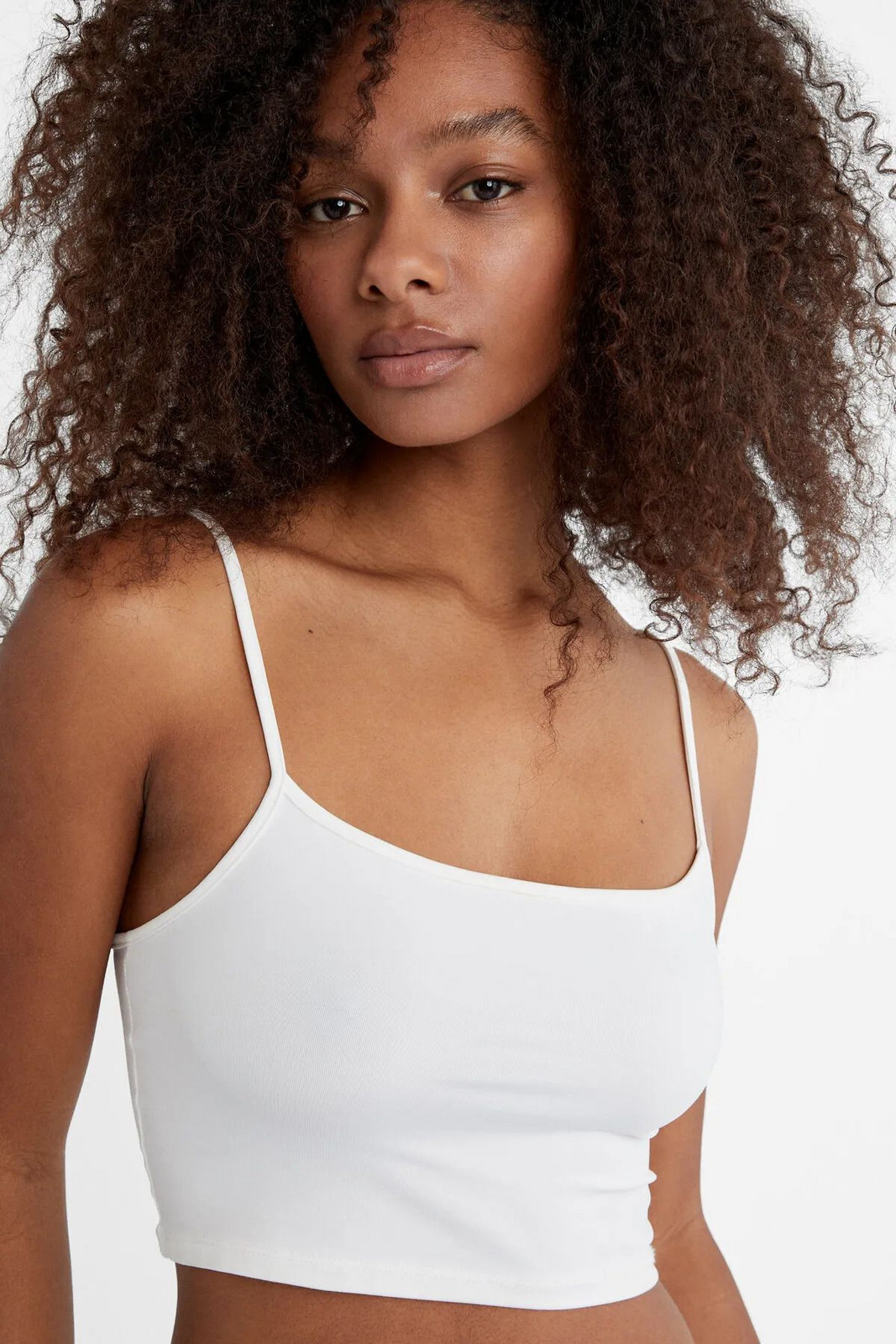 My Blog Women's White Thin Strap Crop Top