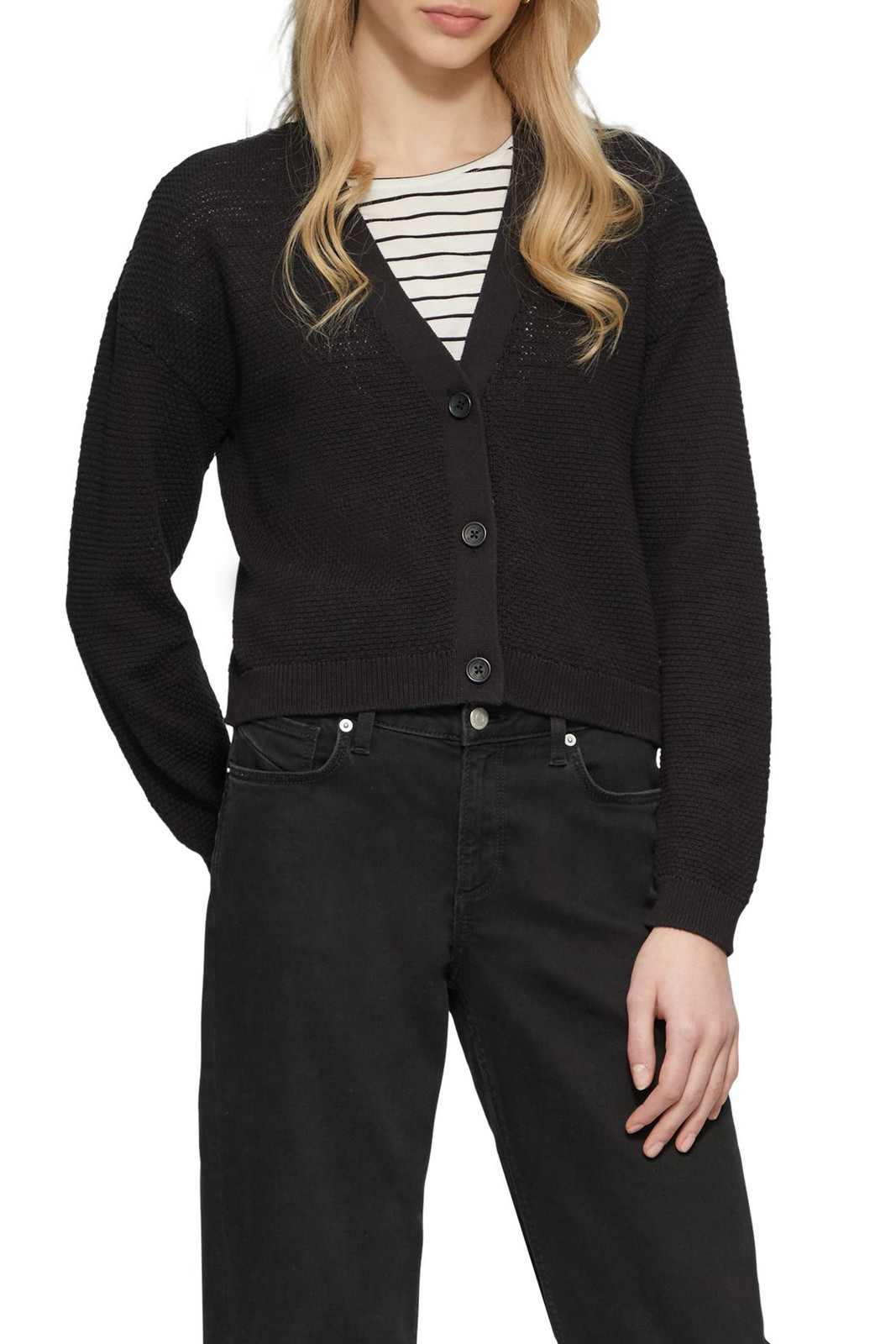 QS by s.Oliver Cardigan with structured pattern and buttons