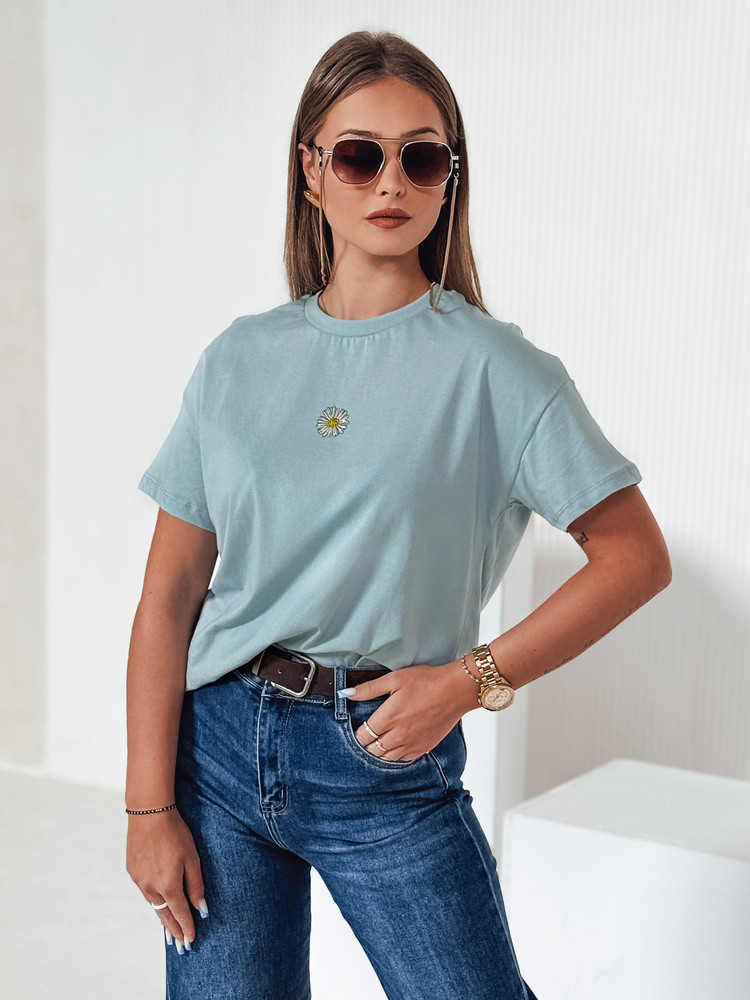 T-shirt damski FLORTA błękitny Dstreet