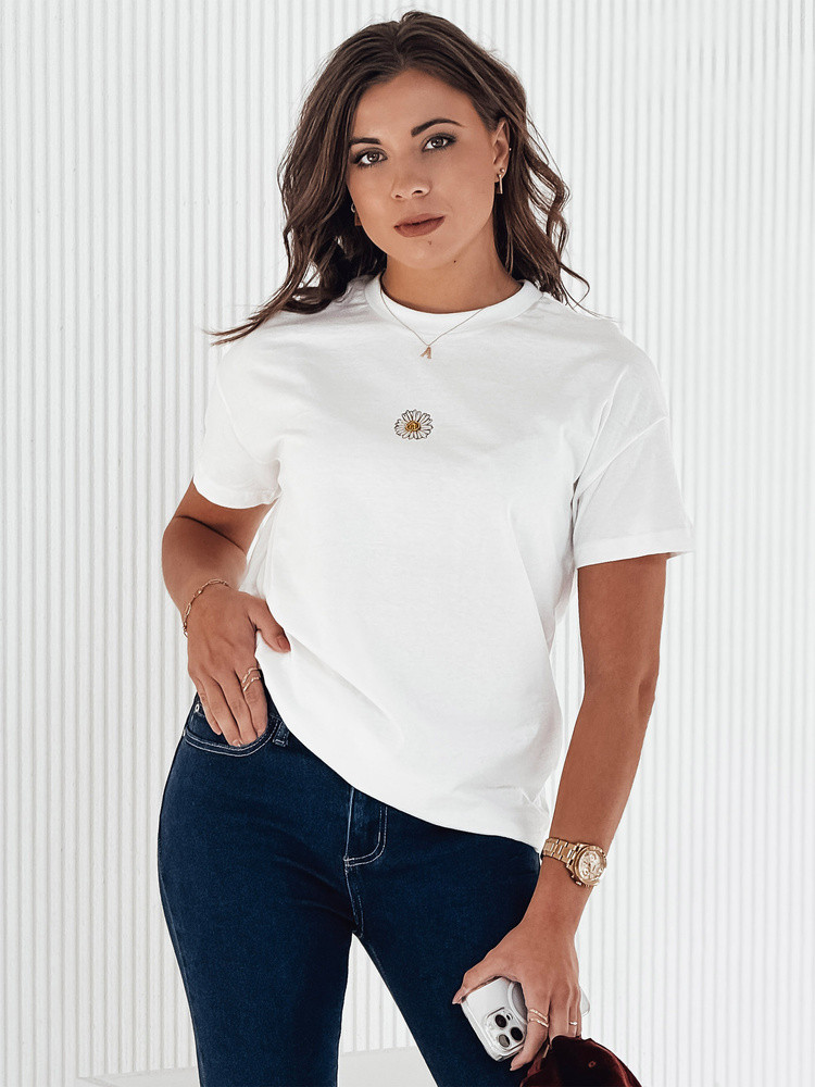 T-shirt damski FLORTA ecru Dstreet