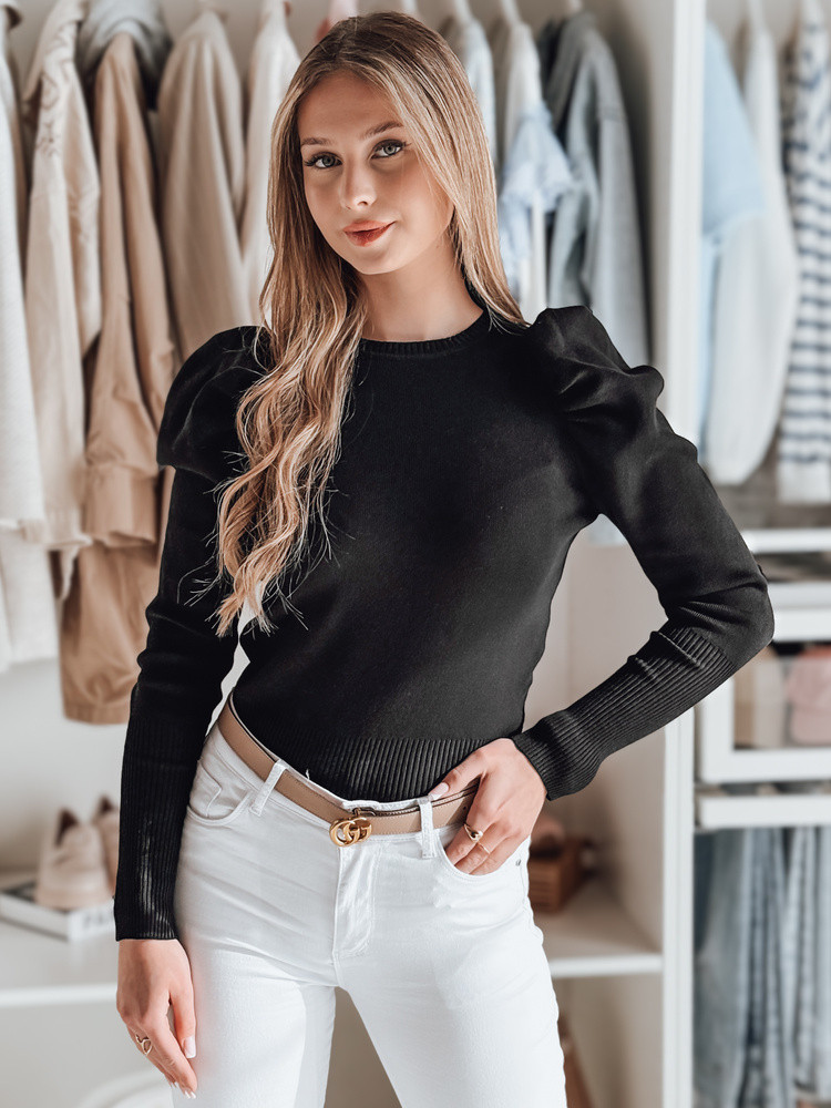 Sweter damski one size z bufkami ELENORI czarny Dstreet