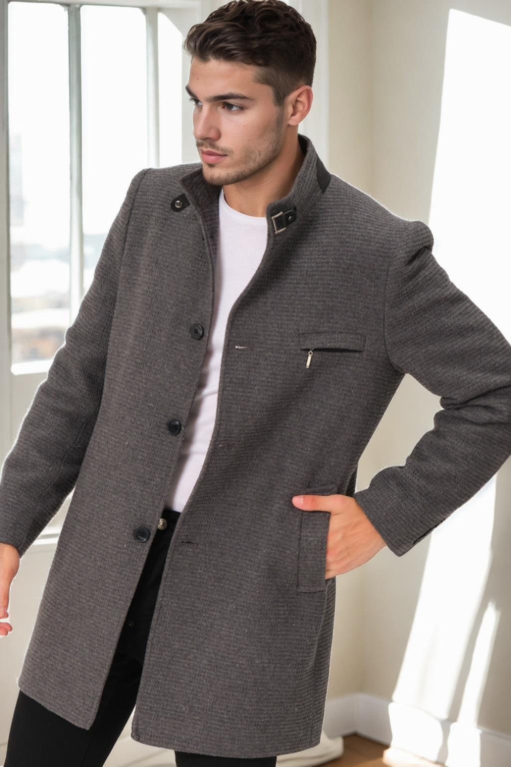 PLT9367 DEWBERRY MEN'S COAT-STRAIGHT GREY