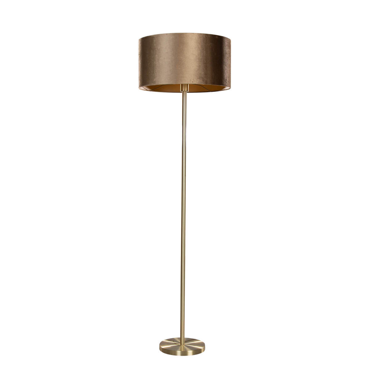 Stojacia lampa mosadz s velúrovým tienidlom bronz 50 cm - Simplo