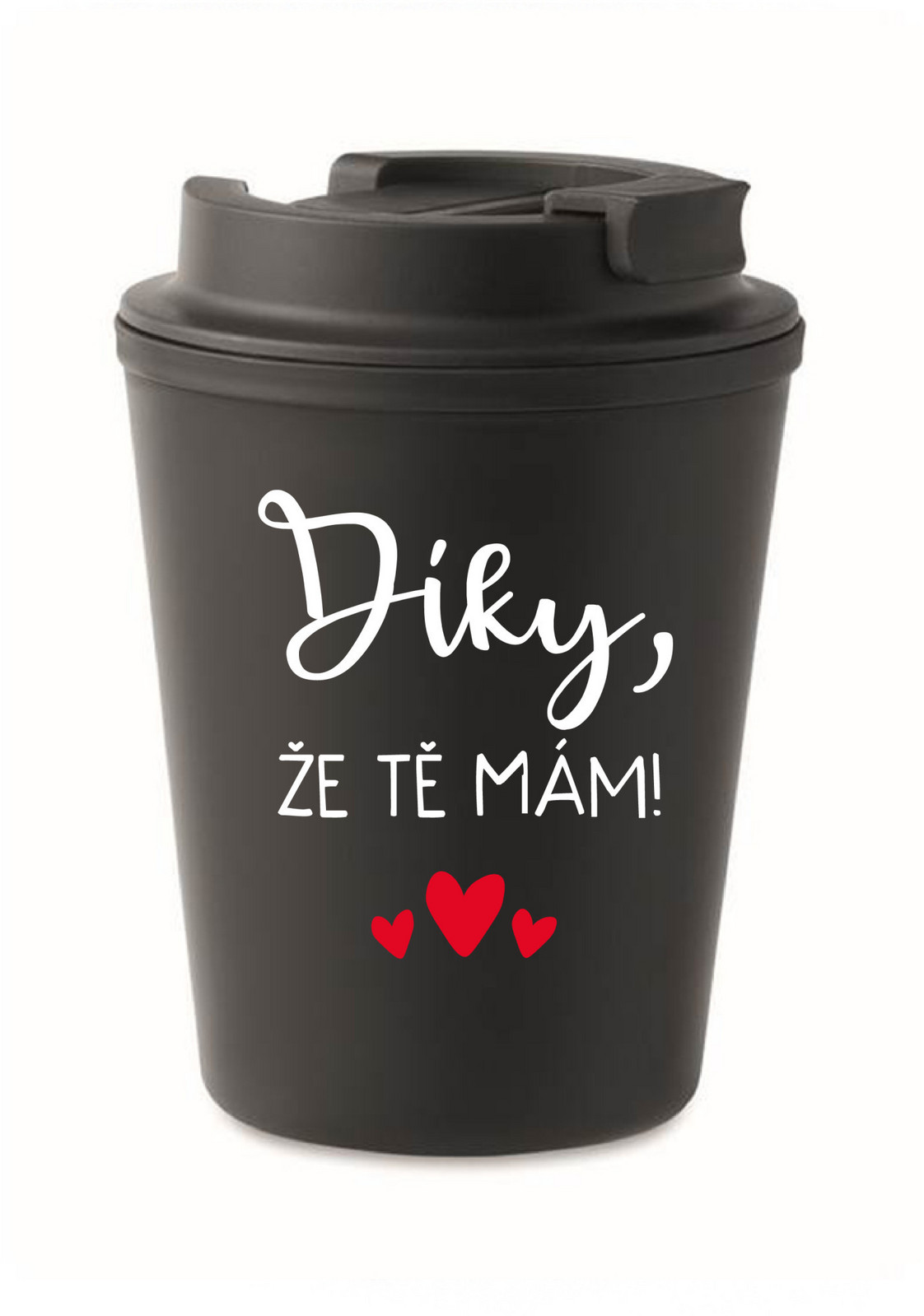ĎAKUJEM, ŽE ŤA MÁM! - čierny termohrnček 300 ml UNI