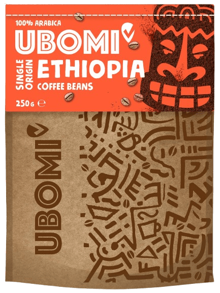 UBOMI Ethiopia 100% RFA zrnková káva 250 g