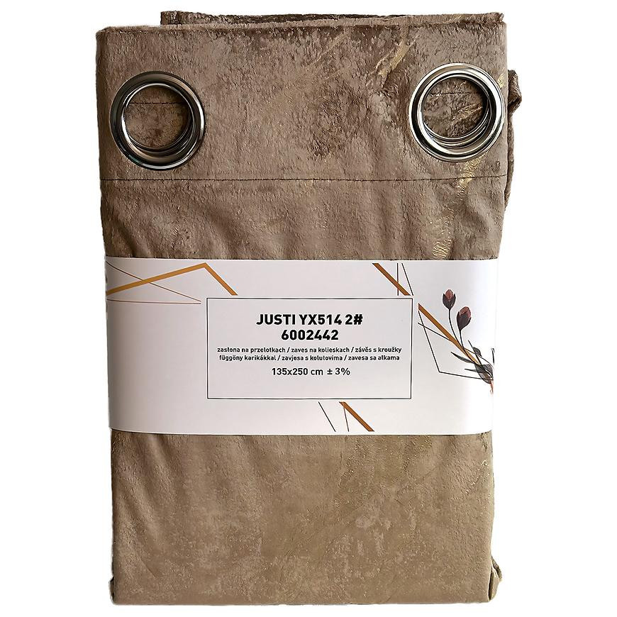 Záves na krúžkoch Velvet Justi YX514/2 135x250 cm béžový