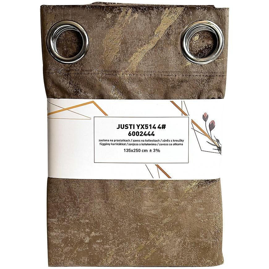 Záves na krúžkoch Velvet Justi YX514/4 135x250 cm hnedý