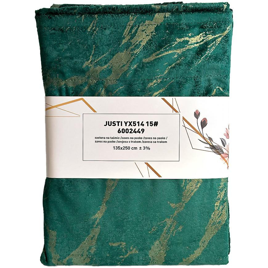 Záves na páske Velvet Justi YX514/15 135x250 cm cm zelený