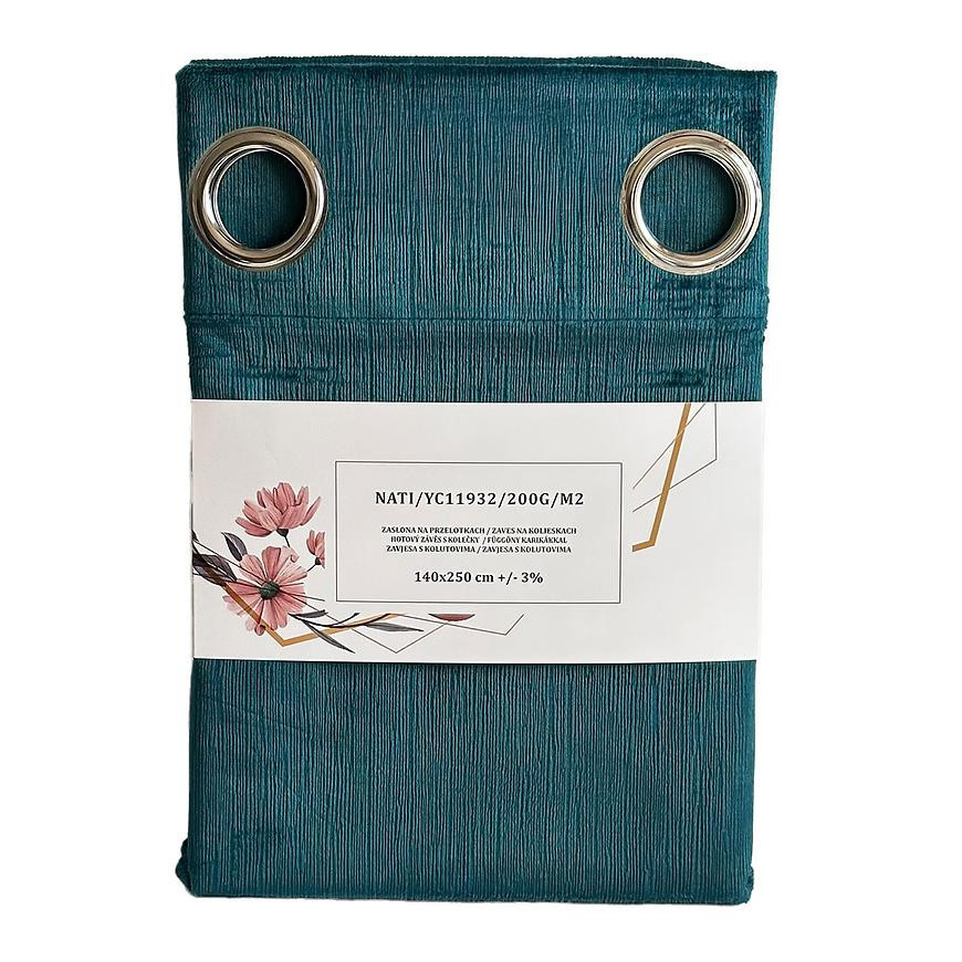 Záves na krúžkoch YC11932/200G/064/140x250 cm tyrkysový