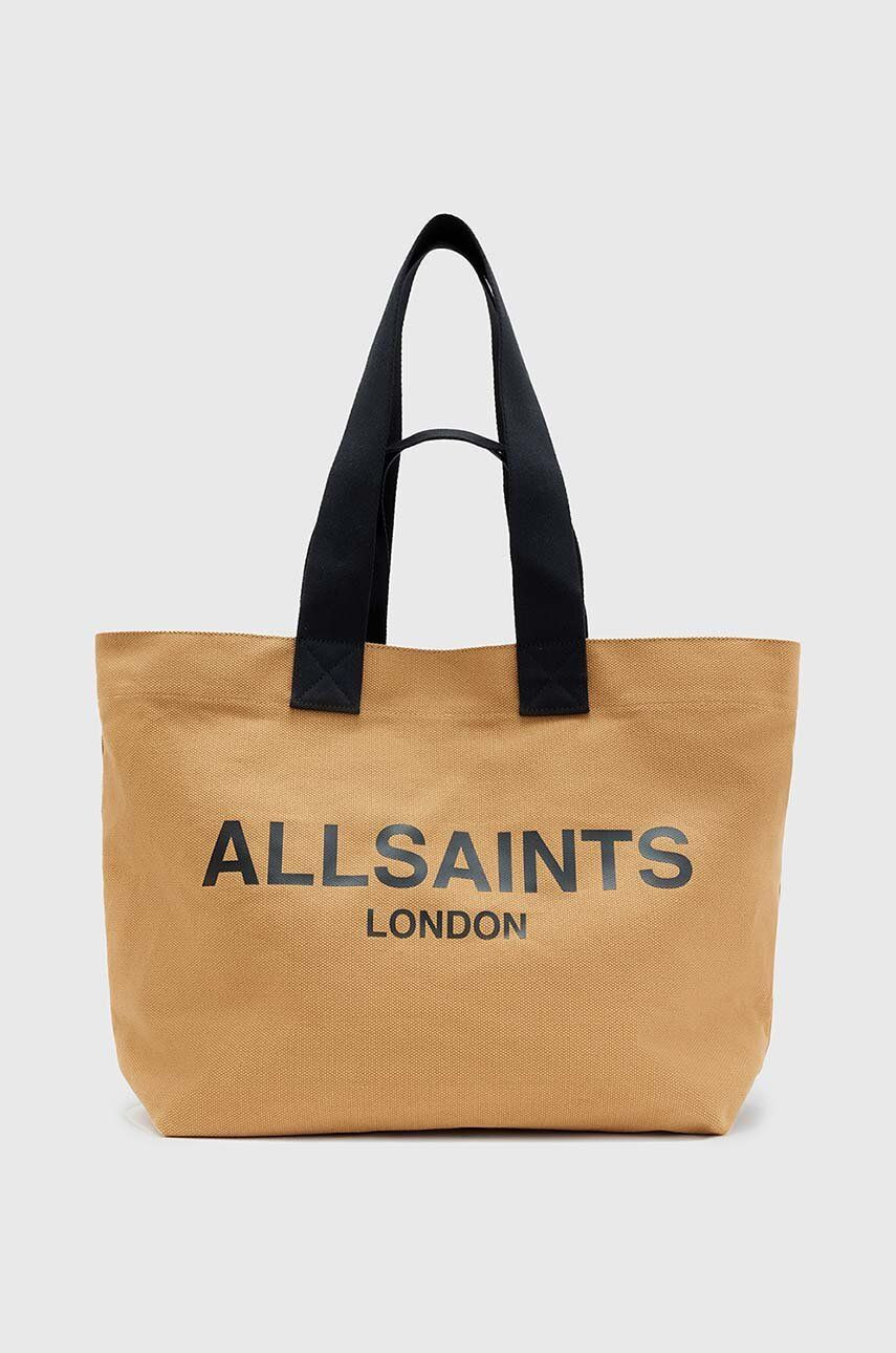 Kabelka AllSaints ALI CANVAS TOTE čierna farba
