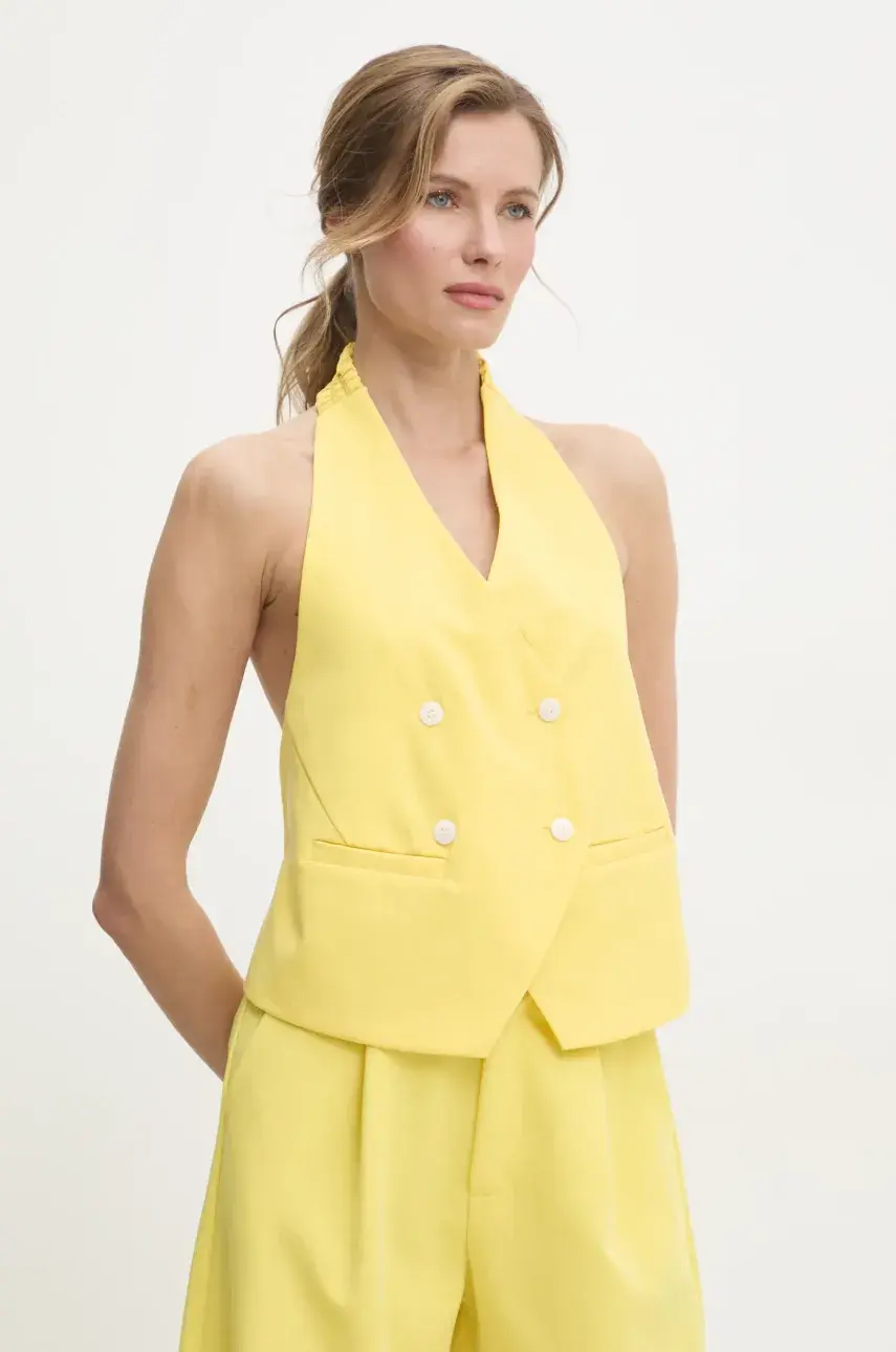 Vesta Answear Lab žltá farba, dvojradová