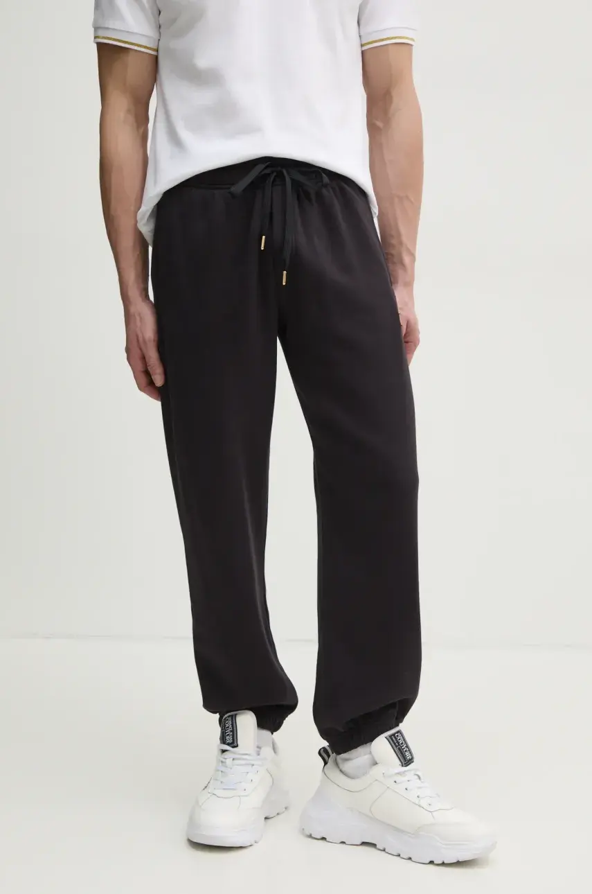 Bavlnené tepláky Versace Jeans Couture pánske, čierna farba, s nášivkou, 78GAAT08 CF01T