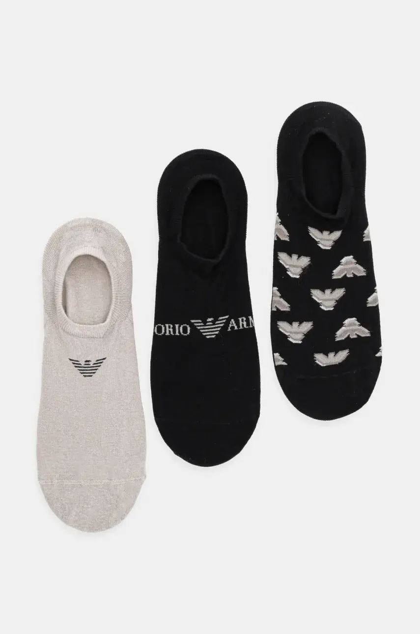 Ponožky Emporio Armani Underwear 3-pak pánske, čierna farba, EM000547 AF13202