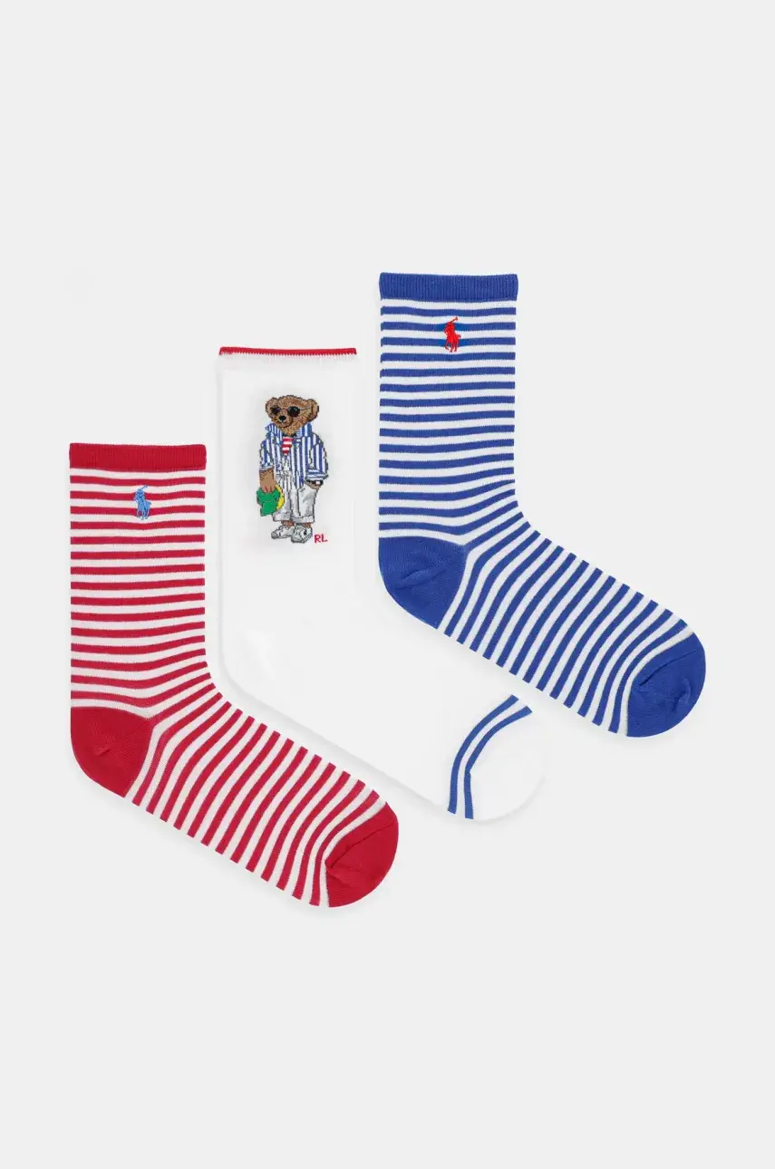 Ponožky Polo Ralph Lauren 3-pak dámske, biela farba, 455972027