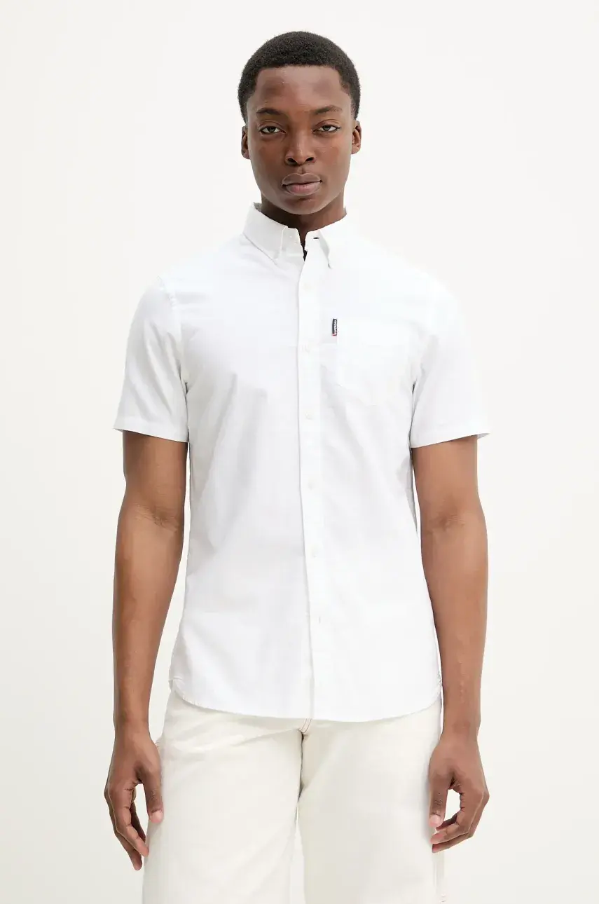Bavlnená košeľa Superdry pánska, biela farba, regular, s klasickým golierom, M4010944A-01C