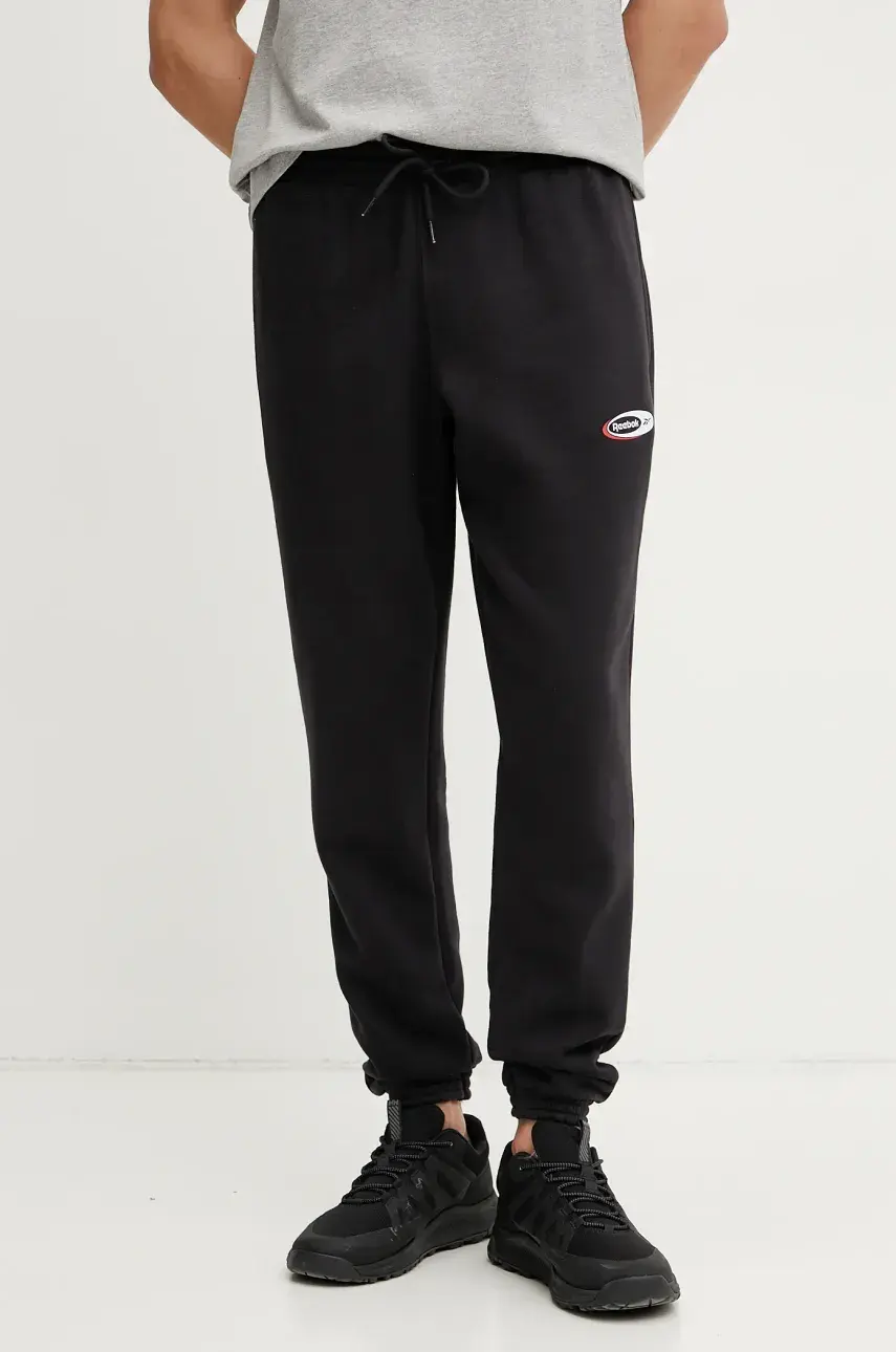 Tepláky Reebok Classic pánske, čierna farba, s potlačou, 100215126