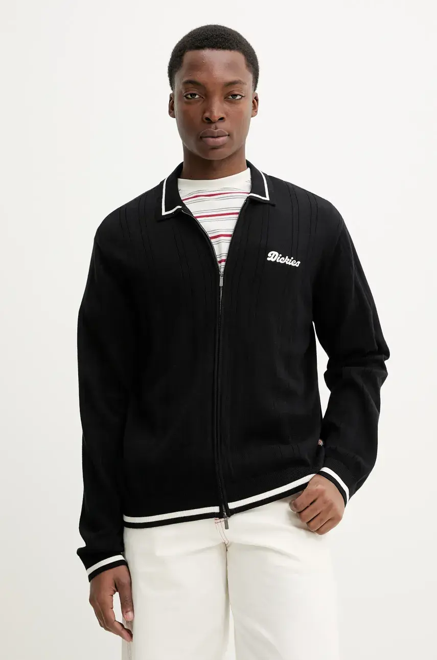 Bavlnený kardigán Dickies pánsky, čierna farba, DK0A4Z79BLK1