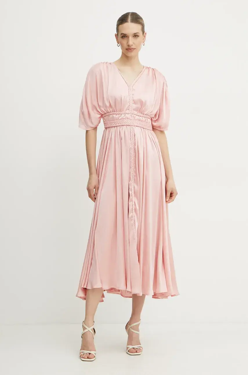 Šaty Guess LUCIE oranžová farba, midi, áčkový strih, W5PK1O WHHF0