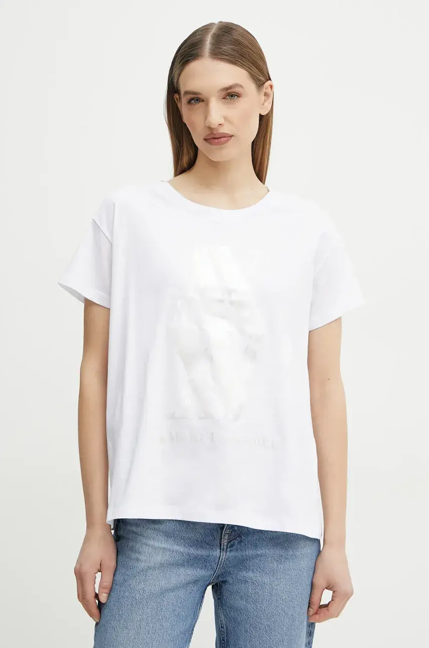 Bavlnené tričko Armani Exchange dámske, biela farba, XW000515 AF10359