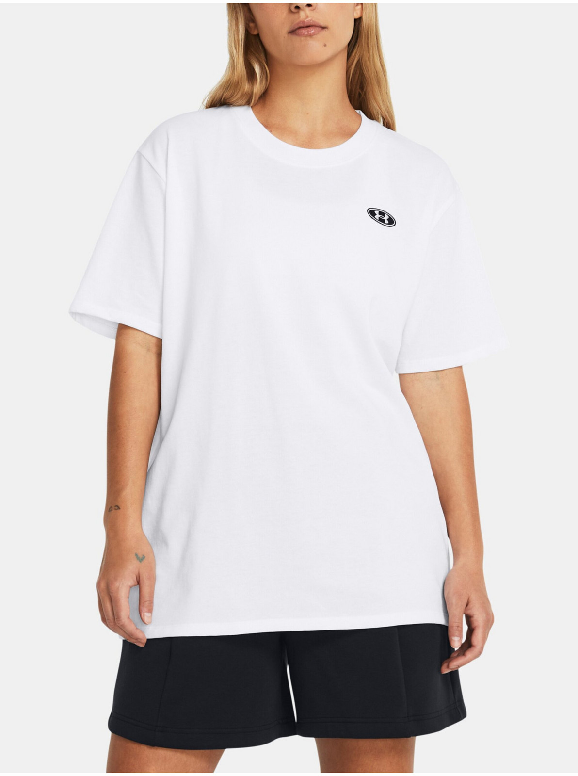 Biele dámske športové tričko Under Armour UA HW Embroid Patch BFOS SS-WHT