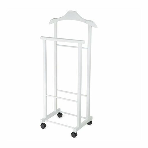 Compactor Hector 2 nemý sluha na šaty, dvojitý na kolieskach, biely lak