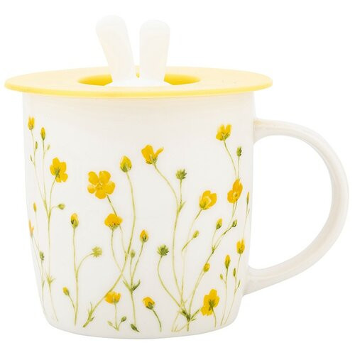 Porcelánový hrnček Altom Marigolds so silikónovýmviečkom, 360 ml