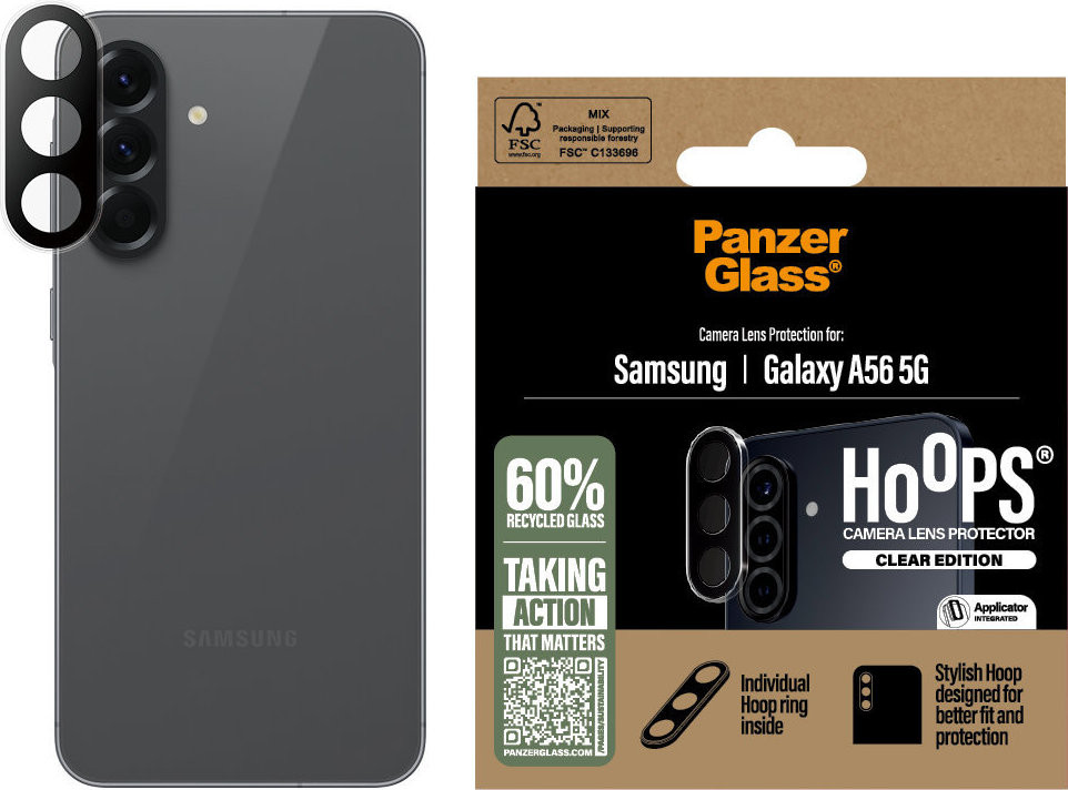 PanzerGlass Hoops Samsung Galaxy new A55 5G číre ochranné krúžky na šošovky fotoaparátu