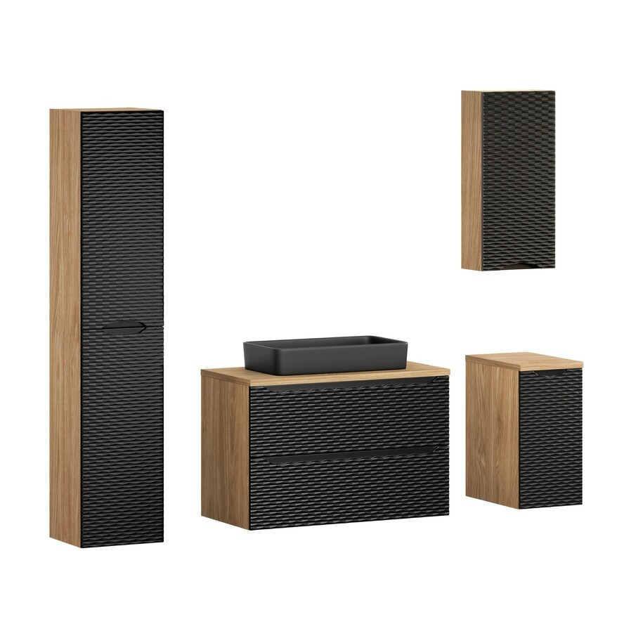 Koupelnová sestava Ocean s deskou, umyvadlem a skříňkami 90 cm černá/dub olejovaný