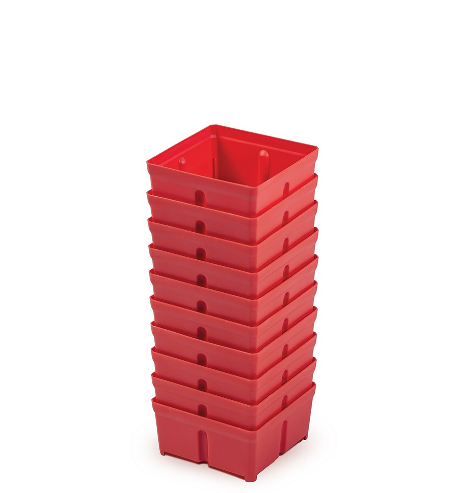 Sada 10 plastových boxů na nářadí TIGER BOX 10,5x10,5x5 cm červená