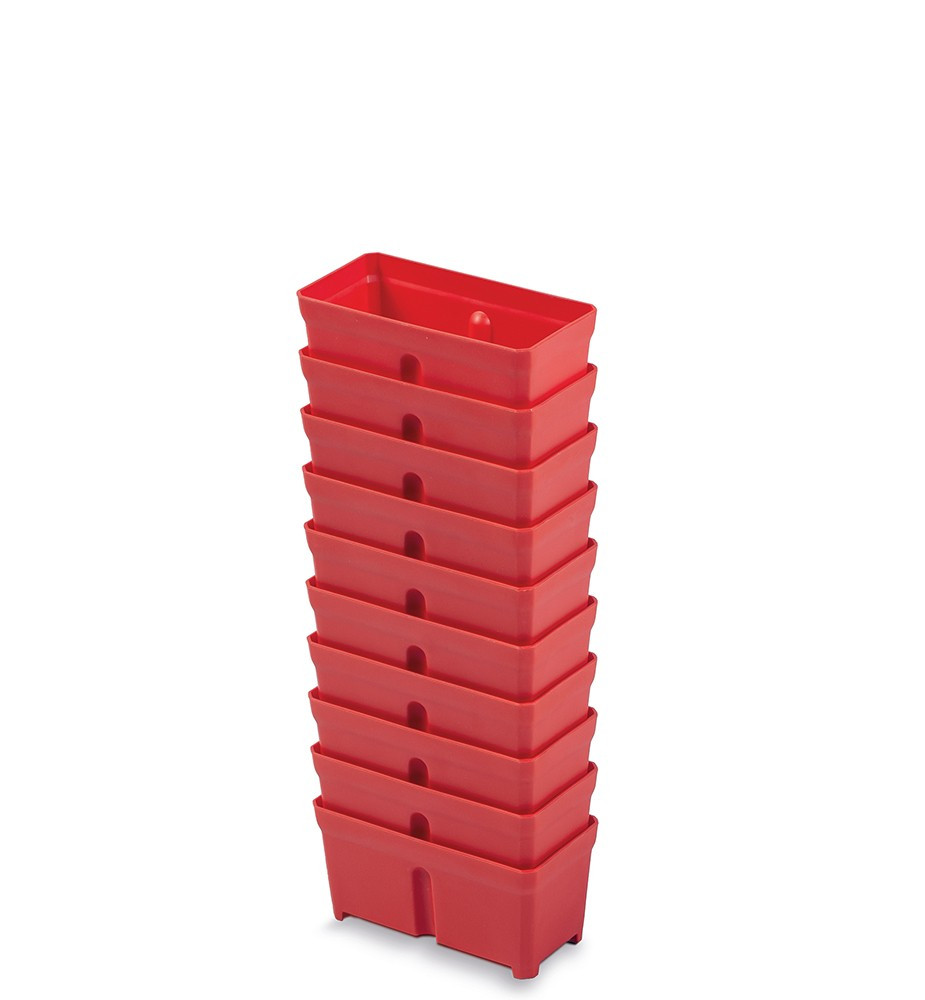 Sada 10 plastových boxů na nářadí TIGER BOX 10,5x5x5 cm červená