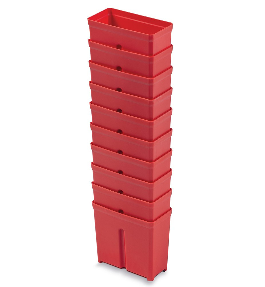 Sada 10 plastových boxů na nářadí TIGER BOX 10,5x5x9,7 cm červená