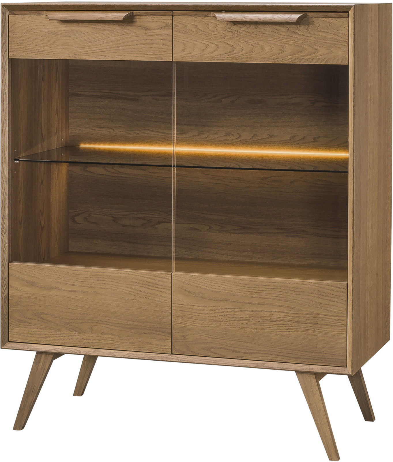 Vitrína Leo 16 II 105 cm s LED osvětlením dub Rustikal karamelový