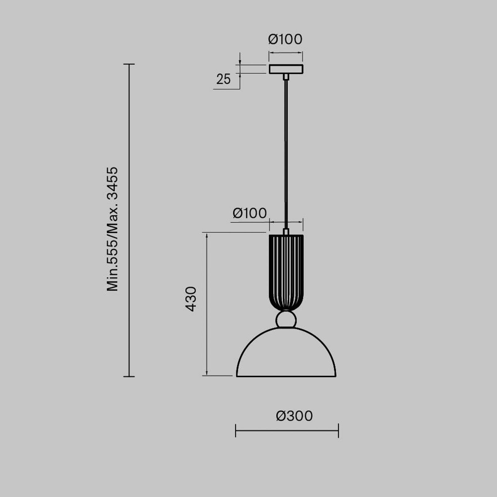 Závesná lampa Maytoni Antic, dymovo sivá/zlatá, Ø 30 cm, sklo, E27