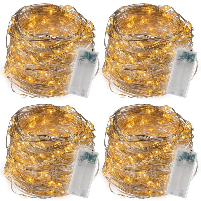 Sada 4 svetelných káblov 40 LED, teplá biela