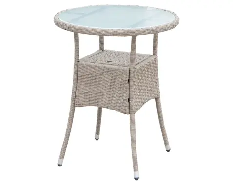 Okrúhly záhradný stolík Alford, 60 cm, béžový%