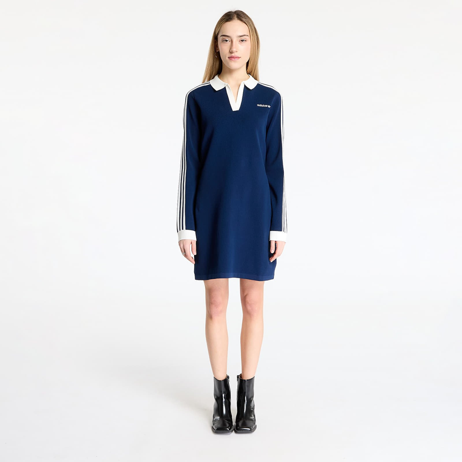 adidas Knitted Polo Dress Night Indigo/ Off White XS