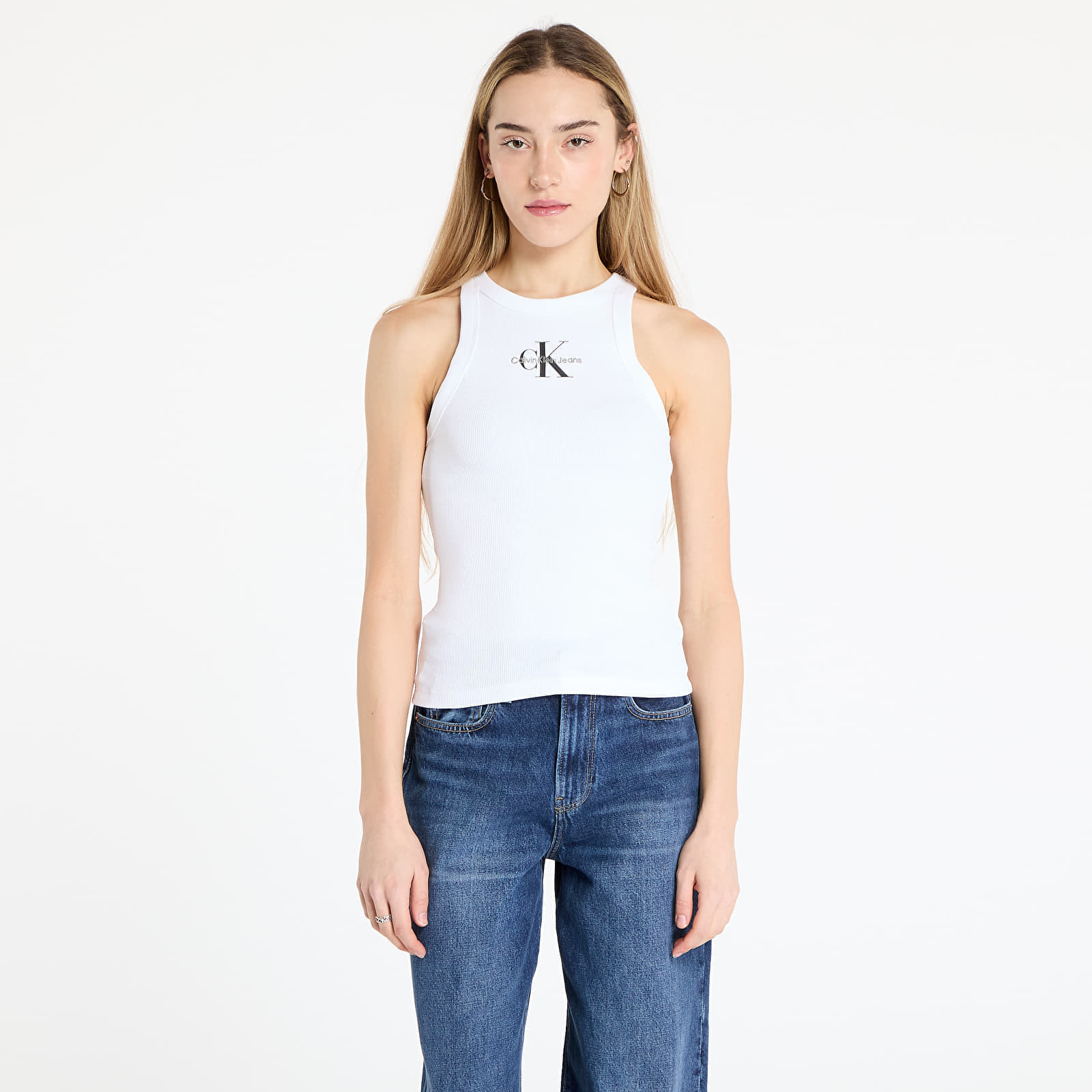 Tielko Calvin Klein Jeans Monologo Rib Tank Top White M