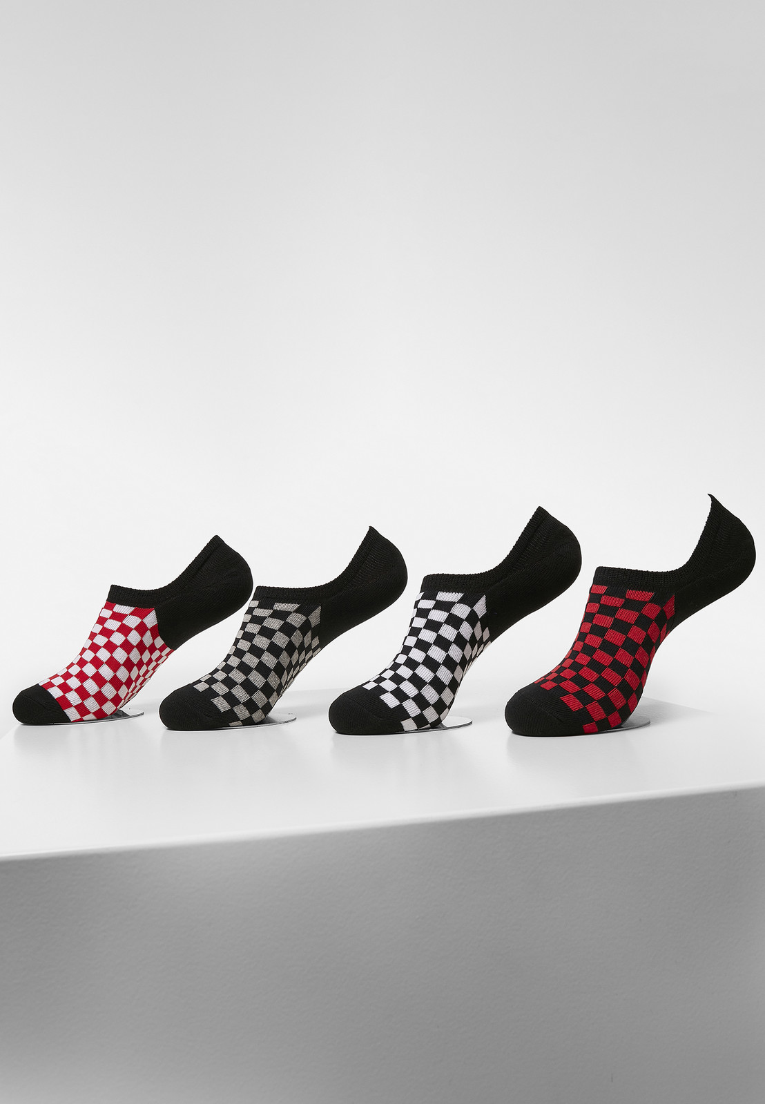 Invisible socks made of recycled yarn 4-pack black+white+red+gray