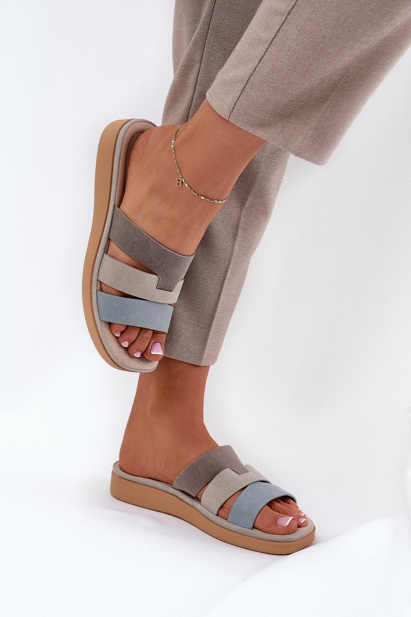 Boto Pohodlné dámske papuče béžovo-modré Oxena