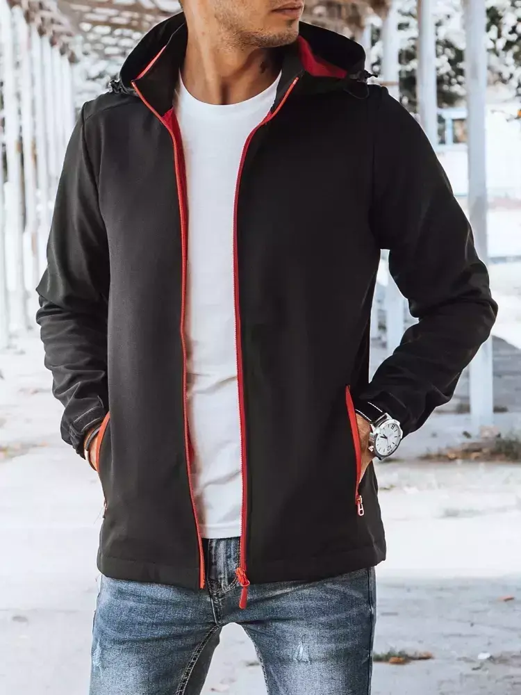 Čierno-červená pánska softshellová prechodná bunda Dstreet