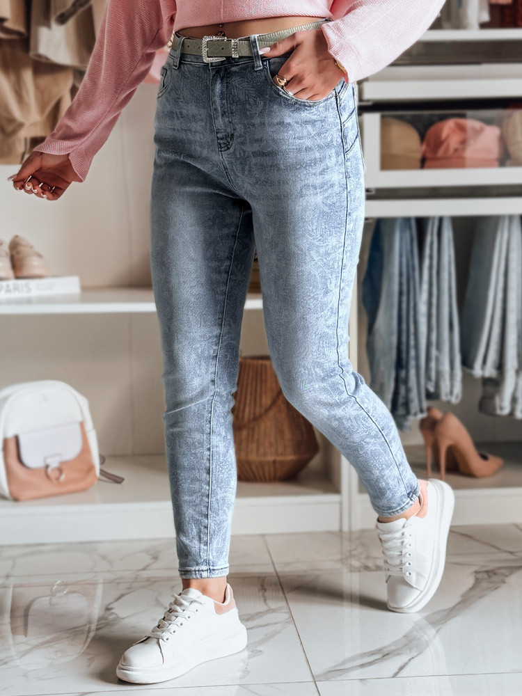 Spodnie damskie jeansowe slim fit z paskiem BOTANIDA niebieskie Dstreet