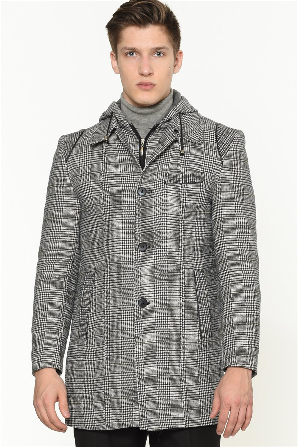 PLT8335 DEWBERRY MEN'S COAT-PLAID GREY