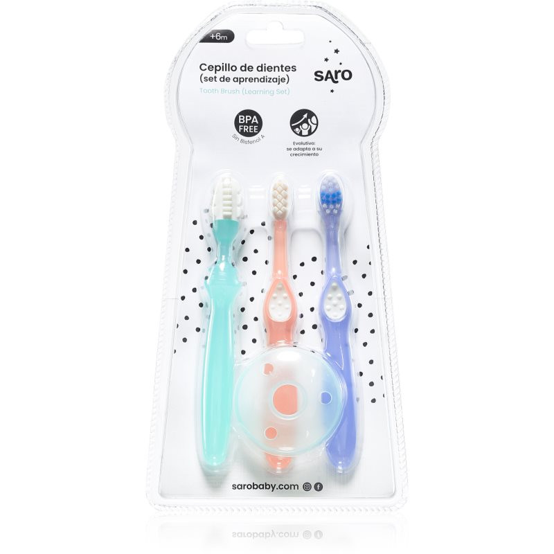 Saro Baby Toothbrushes zubné kefky pre deti +6m 3 ks