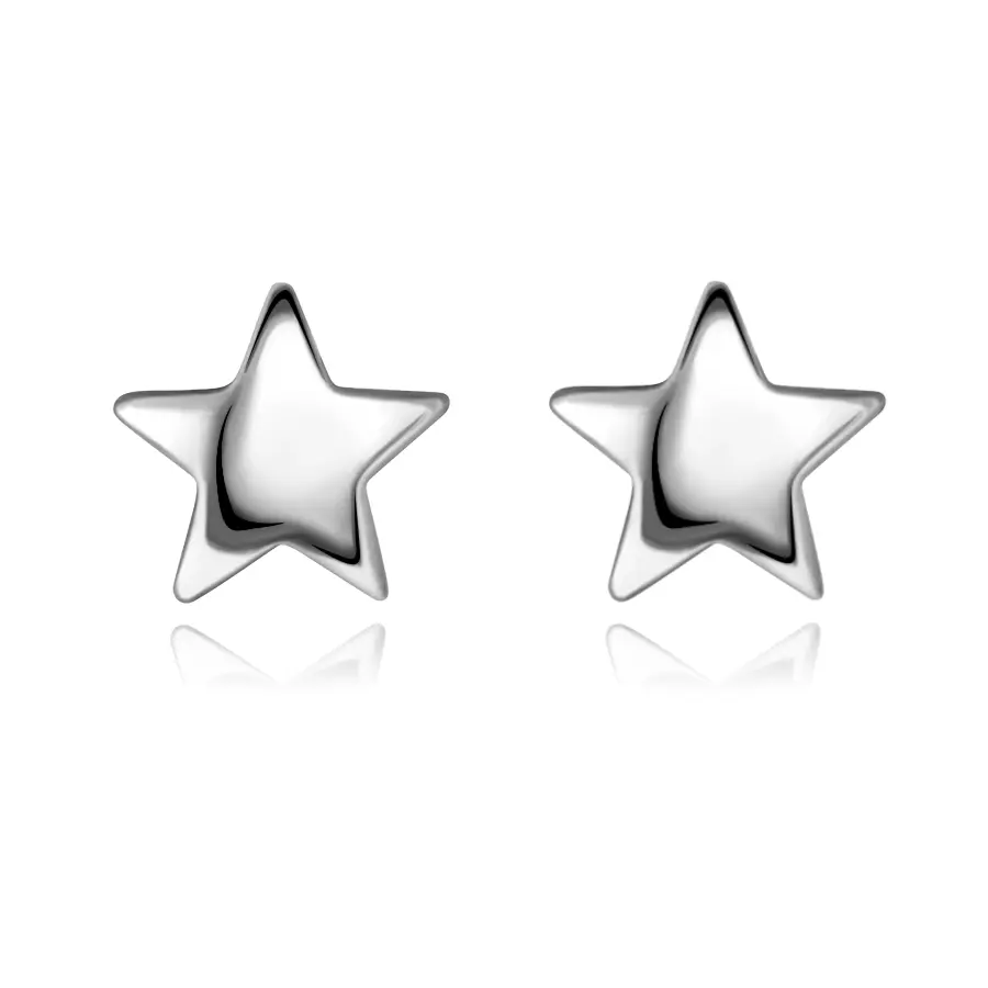 Náušnice zo striebra 925 - vypuklé zrkadlovo lesklé hviezdy, puzetky