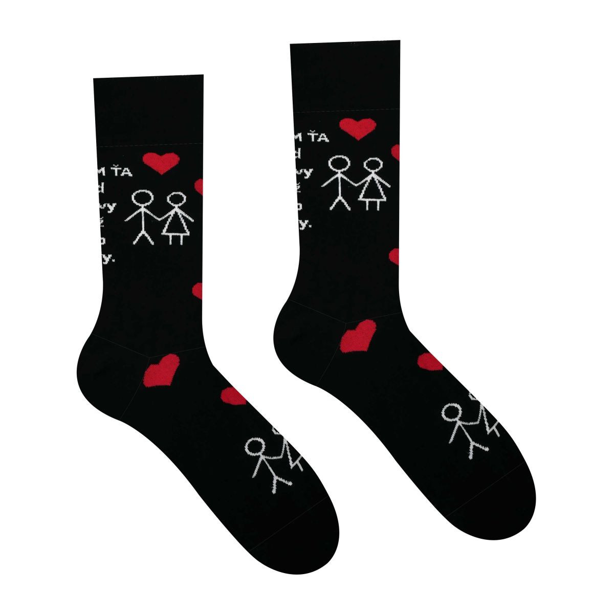 Ponožky Hesty Ľúbim ťa od hlavy až po paty - čierne-biele, 41-46