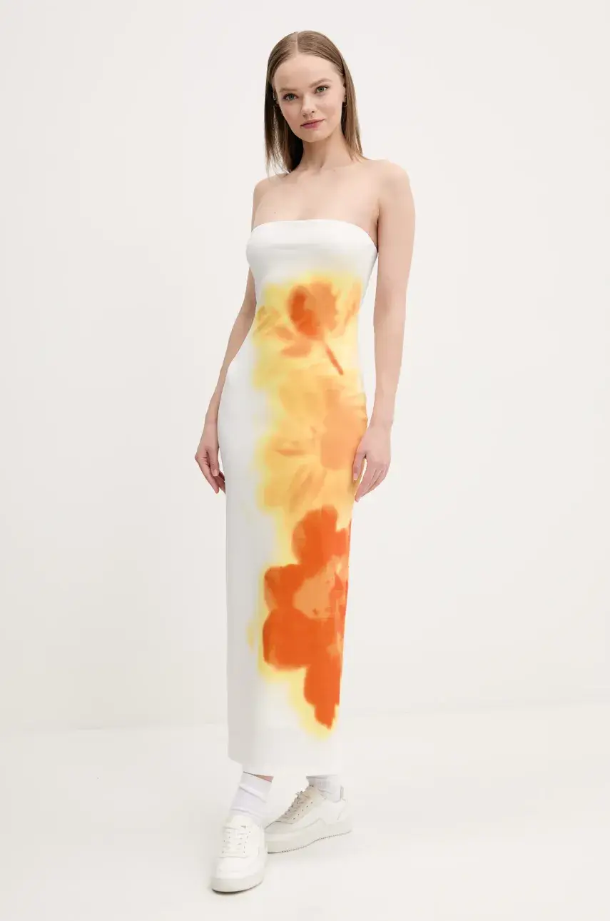 Šaty Desigual AMBERES biela farba, maxi, priliehavá, 25SWVK49